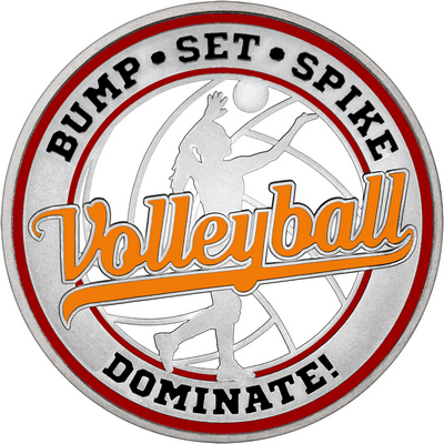 Orange "Volleyball" with Maroon Outer Circular Borders